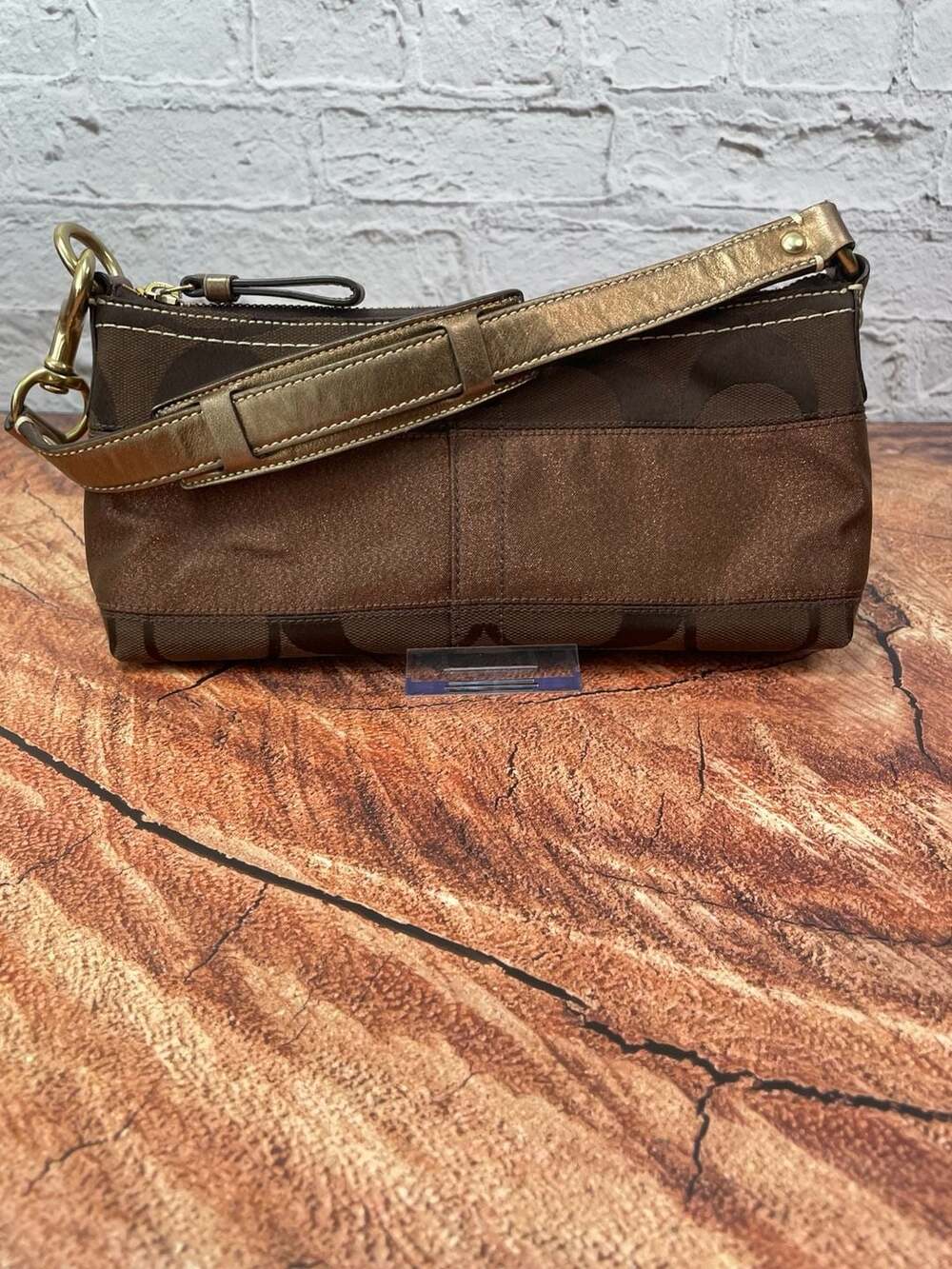 Coach 11096 Signature C East West Baguette Brown Shoulder Bag